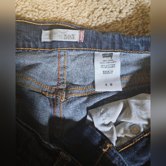 LEVI'S 505 Straight Leg Mid Rise Dark Wash Blue Denim Jeans Women's Size 4 X 28 - Picture 4 of 5